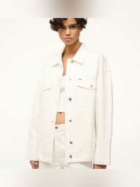 STAUD White Denim Oversized Jacket